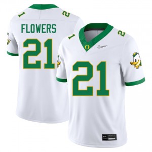 Aaron Flowers Oregon Men College Football High School #21 Jerseys - White
