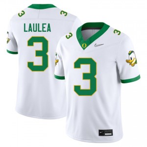 Sione Laulea University of Oregon College Football #3 Player Mens Jerseys - White