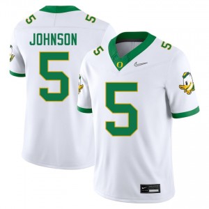 Theran Johnson University of Oregon #5 Embroidery Men College Football Jersey - White