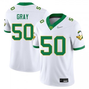 Tionne Gray Oregon #50 College Football Men Stitched Jersey - White