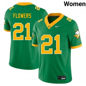 Aaron Flowers The Ducks College Football #21 Women's Alumni Jerseys - Green