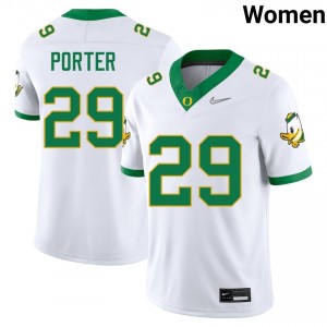 Ashton Porter Ducks Embroidery College Football Womens #29 Jerseys - White