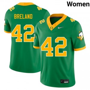 Aydin Breland Ducks Women College Football #42 Embroidery Jerseys - Green