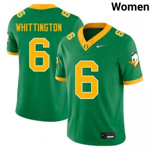 Noah Whittington Ducks College Football #6 Embroidery Women's Jerseys - Green