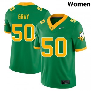 Tionne Gray The Ducks College Football Women's Player #50 Jersey - Green