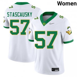 Zac Stascausky Ducks Official #57 Womens College Football Jersey - White