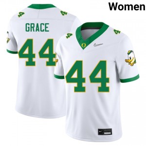 Zach Grace Oregon Ducks #44 Women College Football Replica Jerseys - White