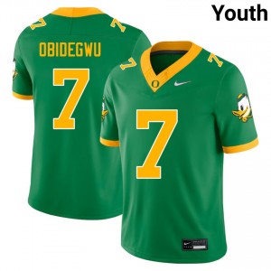 Ify Obidegwu University of Oregon Youth Embroidery #7 College Football Jerseys - Green