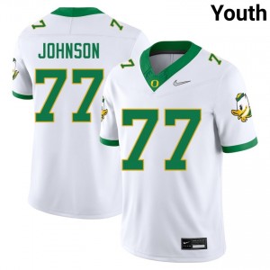 Jericho Johnson University of Oregon Youth #77 College Football University Jersey - White