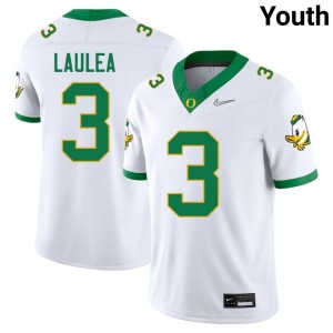 Sione Laulea University of Oregon Official College Football Youth #3 Jersey - White