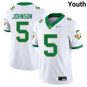 Theran Johnson Ducks #5 Youth Player College Football Jersey - White